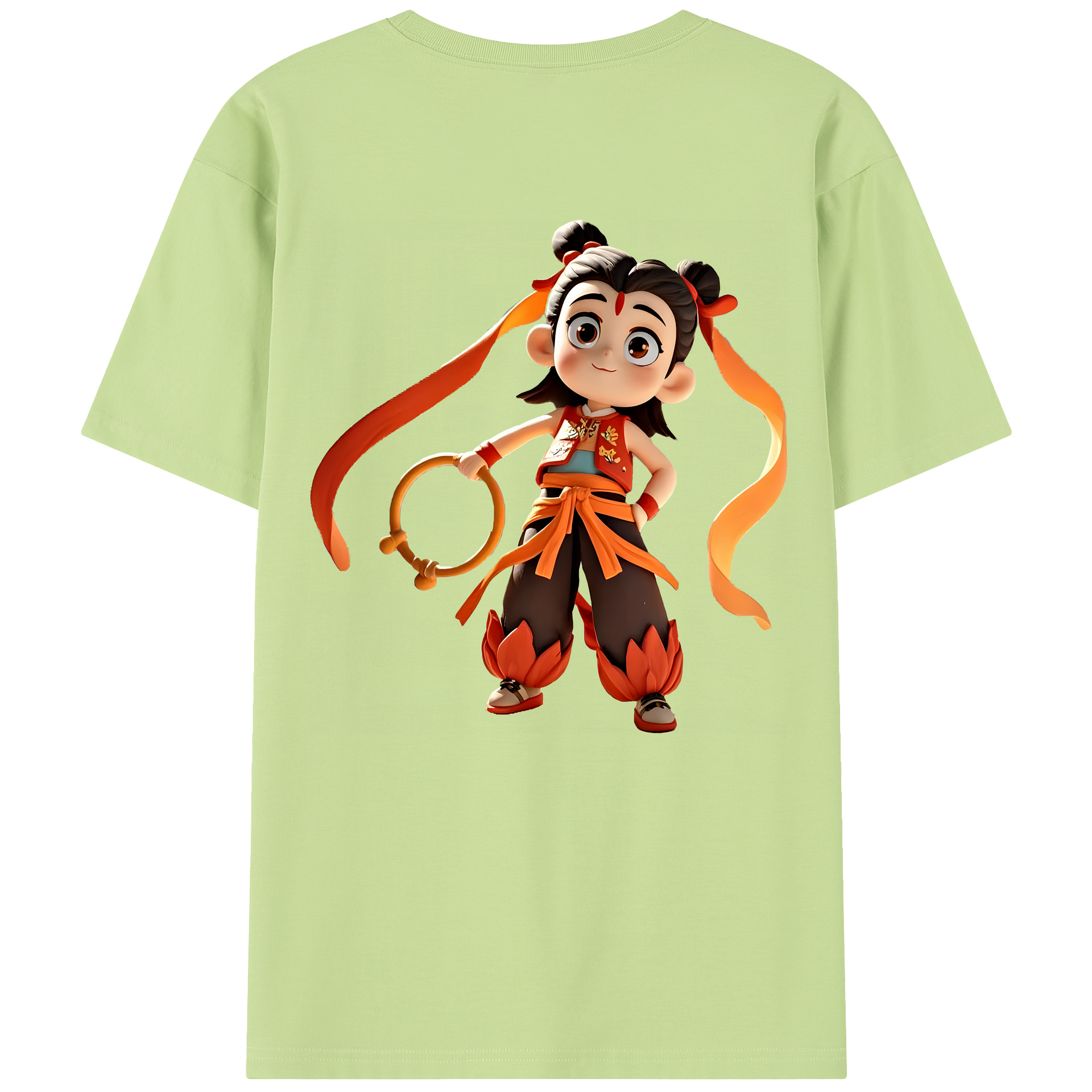 （画像用） Ne Zha 2 ナタ 魔童の大暴れ 綿100％半袖Tシャツ（背面プリント）